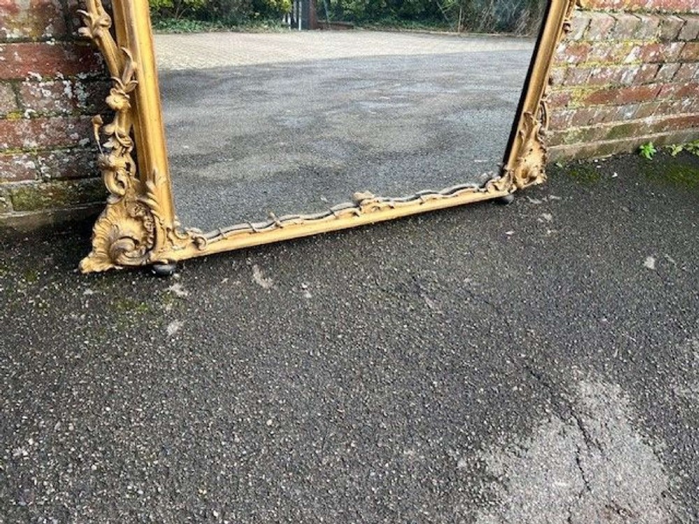 A Spectacular large Antique English 19th Century  gilt Overmantle Mirror. View III