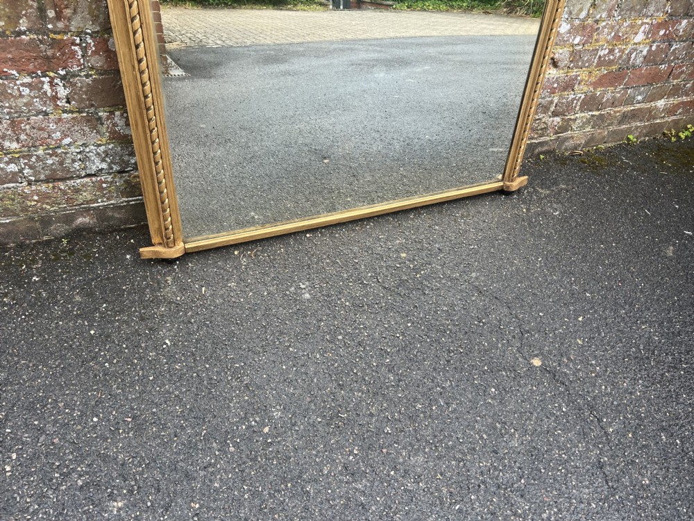 A Fabulous large Antique English 19th Century carved wood Rope twist framed gilt Overmantle Mirror. View IV
