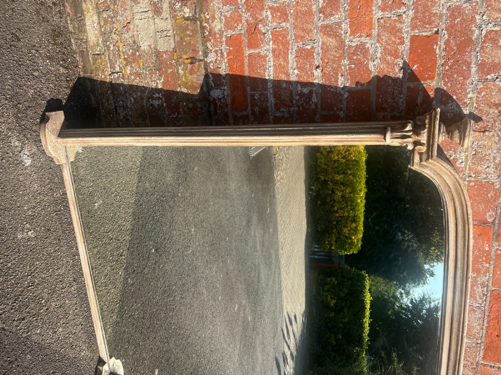 A Wonderful large Antique English 19th Century carved wood & Gesso painted column Overmantle Mirror. View VI
