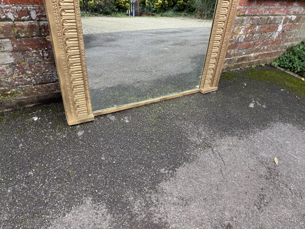 A Wonderful large Antique English 19th Century carved wood & gesso Gilt Mirror. View III