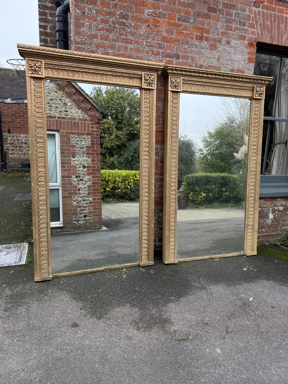 A Spectacular Pair of Large Antique English 19th Century Gilt Mirrors View VII