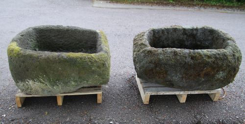 TWO NATURAL STONE TROUGHS - ADDITIONAL PHOTO 1