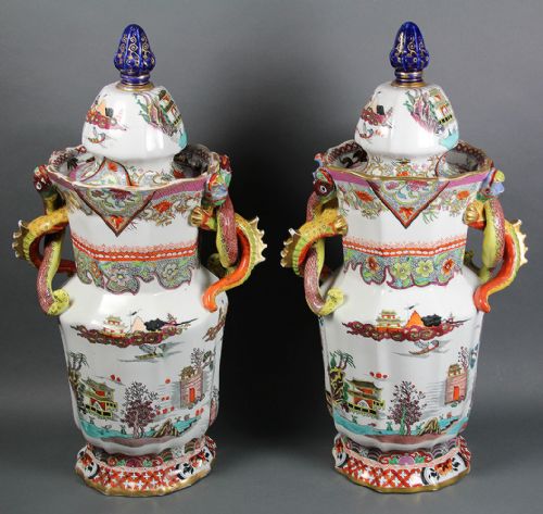A RARE PAIR OF MASON'S IRONSTONE CHINA VASES - ADDITIONAL PHOTO 2