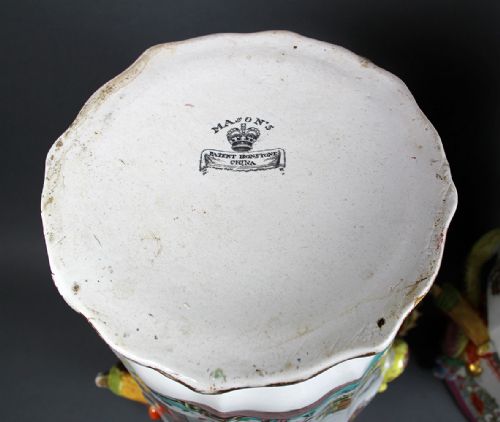 A RARE PAIR OF MASON'S IRONSTONE CHINA VASES - ADDITIONAL PHOTO 3