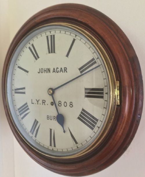 fig 1. Eight Day Rare High Quality Lancs/Yorks Railway Clock, Renowned Maker, 1870's