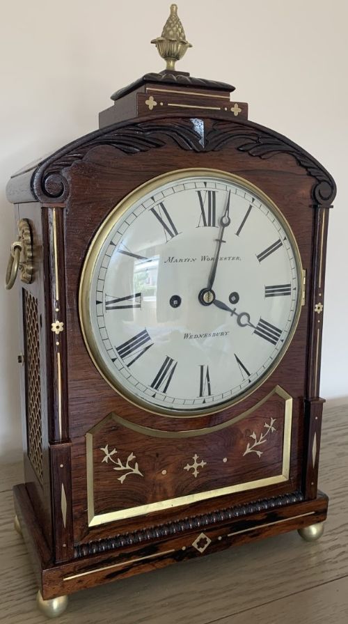 Fine Regency Rosewood Repeating Twin Fusee Bracket Clock with Bracket