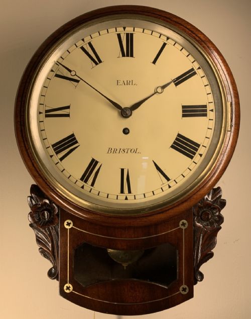DROP DIAL FUSEE WALL CLOCK BRISTOL MAKER FANTASTIC PIECE - ADDITIONAL PHOTO 1