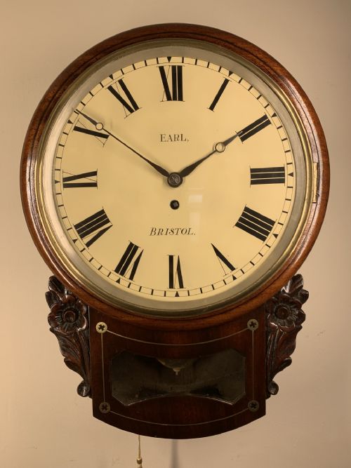 DROP DIAL FUSEE WALL CLOCK BRISTOL MAKER FANTASTIC PIECE - ADDITIONAL PHOTO 2