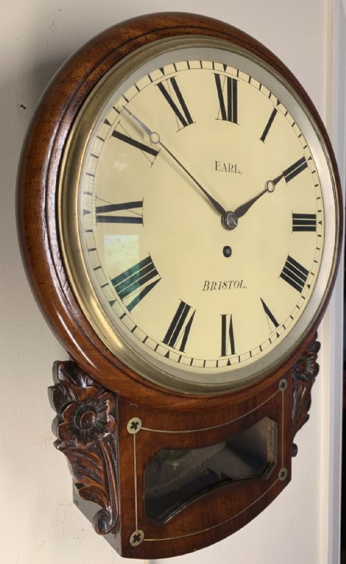 DROP DIAL FUSEE WALL CLOCK BRISTOL MAKER FANTASTIC PIECE - ADDITIONAL PHOTO 3
