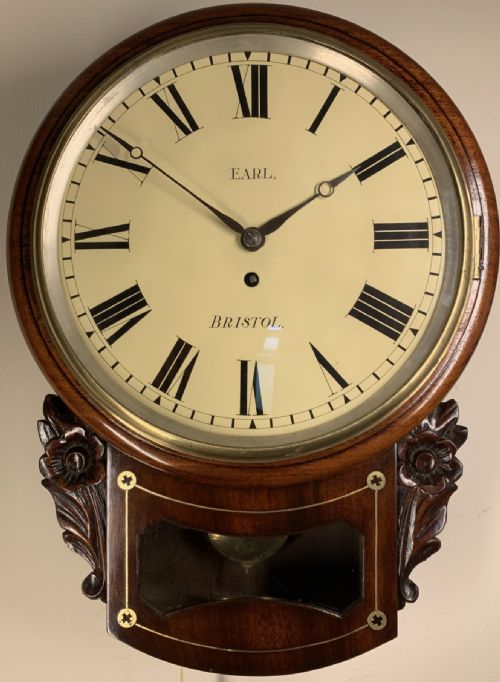 DROP DIAL FUSEE WALL CLOCK BRISTOL MAKER FANTASTIC PIECE - ADDITIONAL PHOTO 4