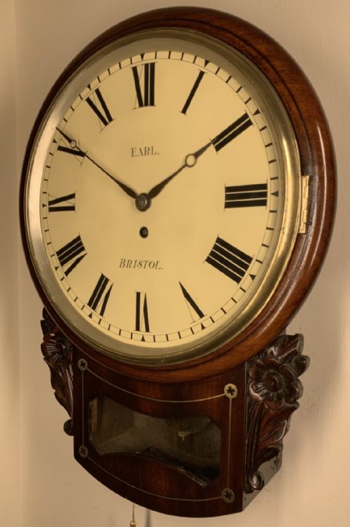 DROP DIAL FUSEE WALL CLOCK BRISTOL MAKER FANTASTIC PIECE - ADDITIONAL PHOTO 9