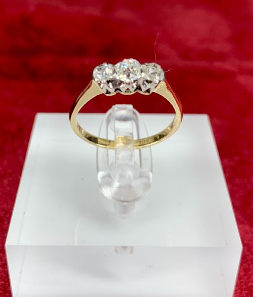 18CT THREE STONE TRILOGY DIAMOND RING OLD CUT STONES - ADDITIONAL PHOTO 1