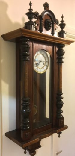 ANTIQUE 8 DAY STRIKING VIENNA WALL CLOCK RESTORED LOVELY CONDITION