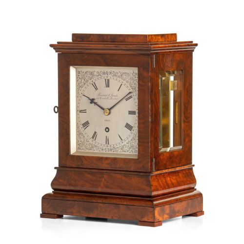 fig 1. A SUPERB WALNUT FUSEE TIMEPIECE LIBRARY CLOCK – BARRAUD & LUNDS OF LONDON