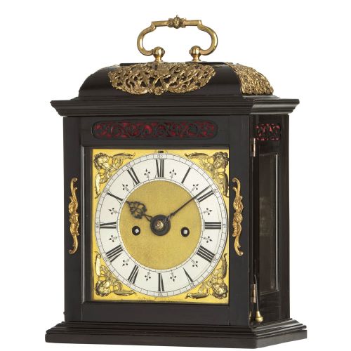 fig 1. A VERY FINE PHASE III QUARTER REPEATING EBONISED TABLE CLOCK - JOSEPH KNIBB - LONDON