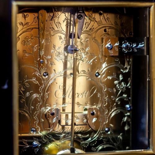 fig 5. JOHN ELLICOTT EBONISED STRIKING TABLE CLOCK WITH VITREOUS ENAMEL DIAL