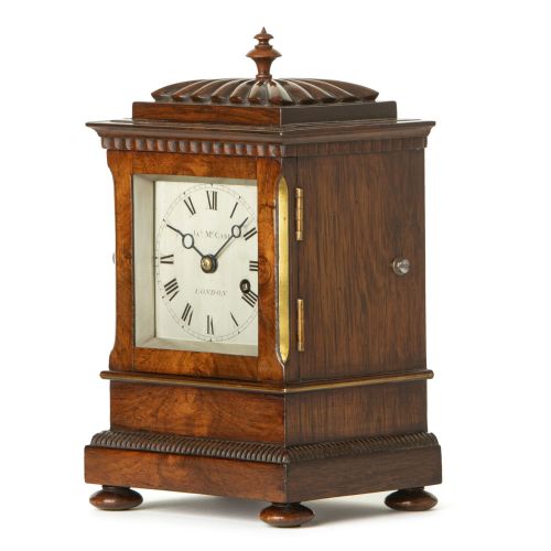 MINIATURE ENGLISH LIBRARY CLOCK TIMEPIECE SIGNED MCCABE LONDON - ADDITIONAL PHOTO 2
