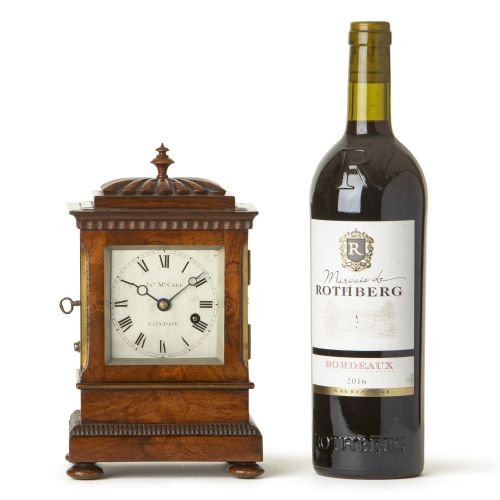 MINIATURE ENGLISH LIBRARY CLOCK TIMEPIECE SIGNED MCCABE LONDON - ADDITIONAL PHOTO 1