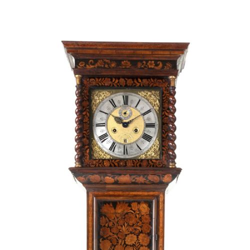 fig 3. CORNELIUS HARBERT LONDON MARQUETRY LONGCASE CLOCK