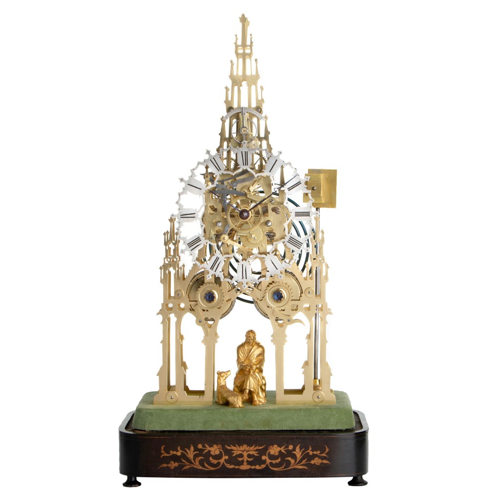 SCOTT MEMORIAL STRIKING SKELETON CLOCK WITH BALANCE ESCAPEMENT