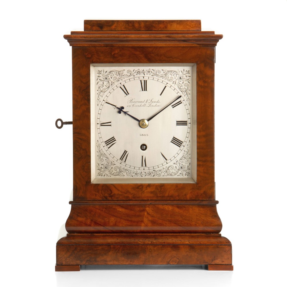 A SUPERB WALNUT FUSEE TIMEPIECE LIBRARY CLOCK – BARRAUD & LUNDS OF LONDON