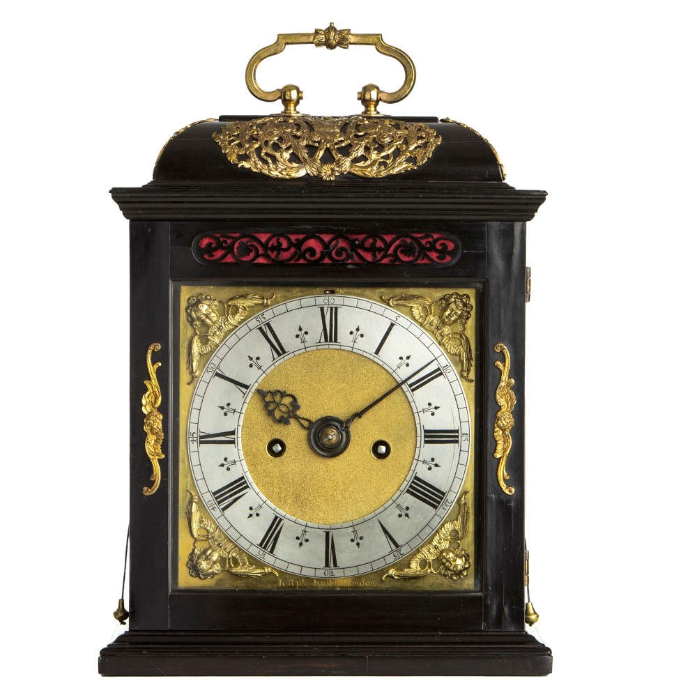 A VERY FINE PHASE III QUARTER REPEATING EBONISED TABLE CLOCK - JOSEPH KNIBB - LONDON