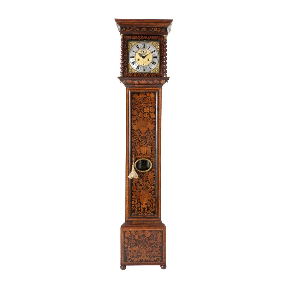 CORNELIUS HARBERT LONDON MARQUETRY LONGCASE CLOCK