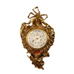 FRENCH GILT BRASS ANEROID BAROMETER BY TORICELLI