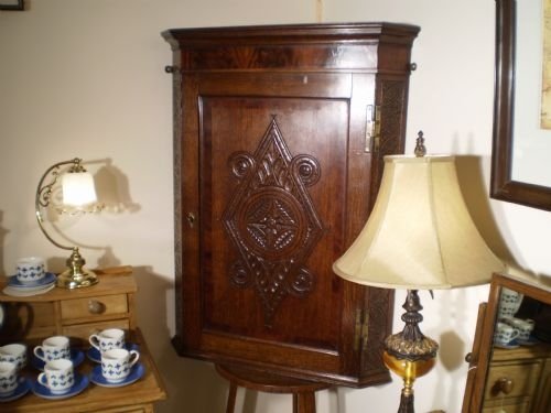 fig 1. Cabinet cupboard corner Georgian Oak and Mahogany c1820