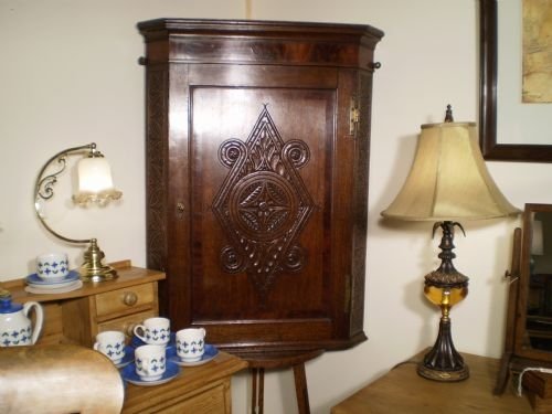 Cabinet Cupboard Corner Georgian Oak and Mahogany C1820