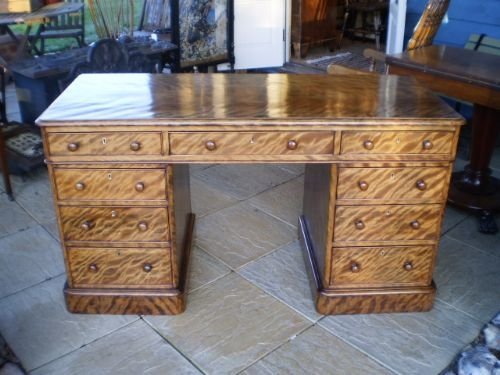 Desk Fine Victorian Satin Birch and Mahogany
