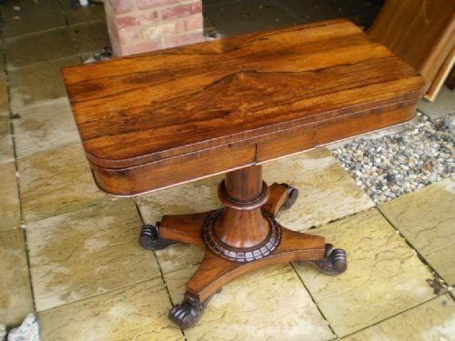 Card Table William IV Rosewood Scroll Feet