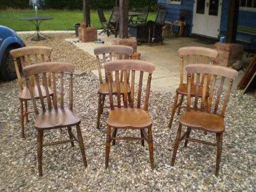 fig 2. Chairs Victorian lath back Beech and Elm