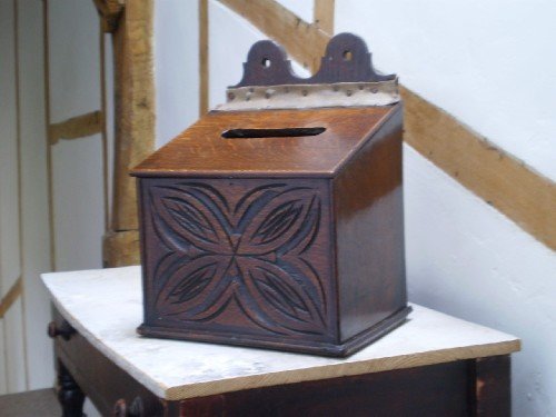 fig 1. Suggestion box early 18th century Oak