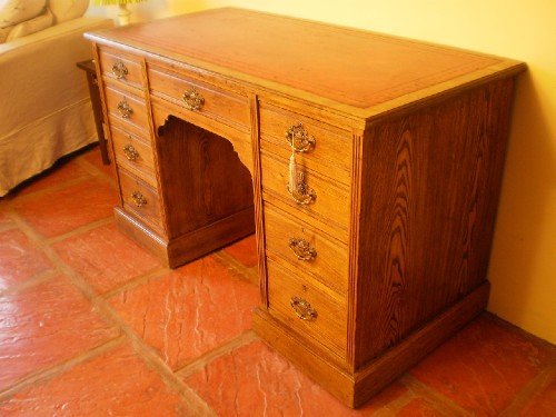 fig 2. Desk Victorian golden Oak twin pedestal