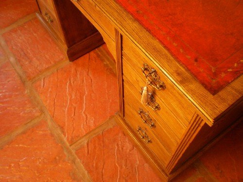fig 3. Desk Victorian golden Oak twin pedestal