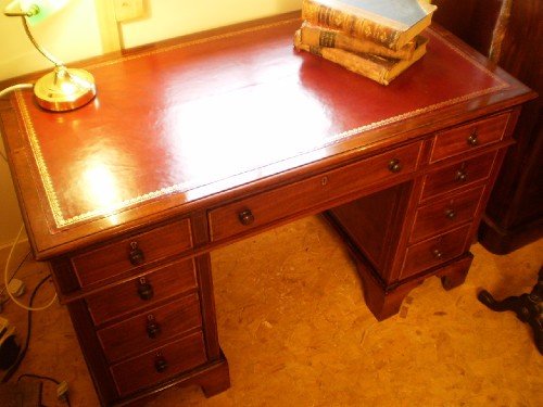 Desk Victorian Mahogany Inlaid C1880