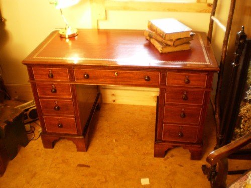 fig 1.  Desk Victorian Mahogany inlaid c1880