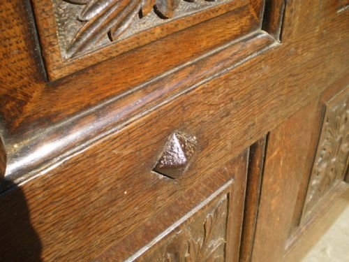 fig 1. Coffer carved Oak early 18th century dated 1721
