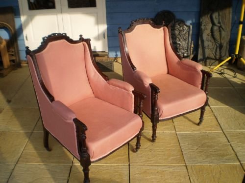 	
Chairs Victorian Mahogany Armchairs