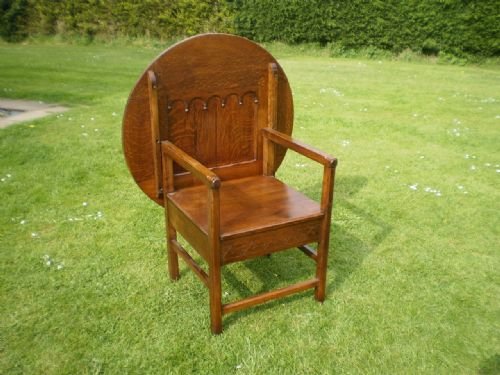 Chair Arts and Crafts Oak Monks Seat C1900