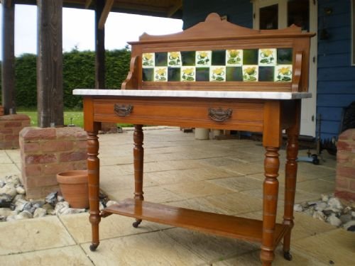 Table Washstand Victorian Walnut Art Nouveau