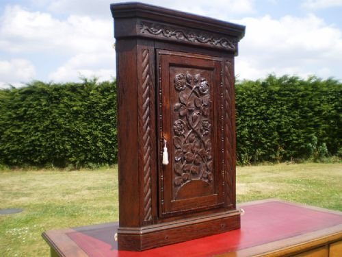 fig 1.
Cabinet cupboard corner carved Oak c1820