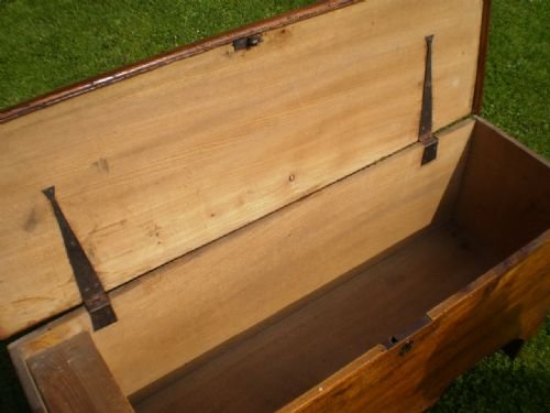fig 3. Coffer six plank 18th century Elm
Cloverleaf Home Interiors £45 delivery retail quality
