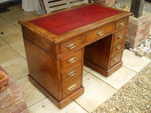 fig 1. 	
Desk Victorian Walnut dated 1888 small proportions
Cloverleaf Home Interiors £45 delivery retail quality