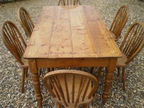 fig 2. Table Victorian Pine kitchen plank scrub top
