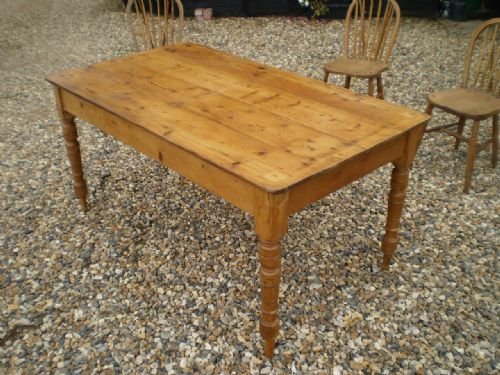 Table Victorian Pine Kitchen Plank Scrub Top
