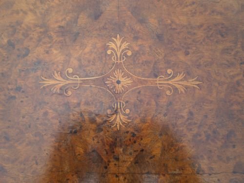 fig 3. Table sewing work fine Victorian Burr Walnut Inlaid