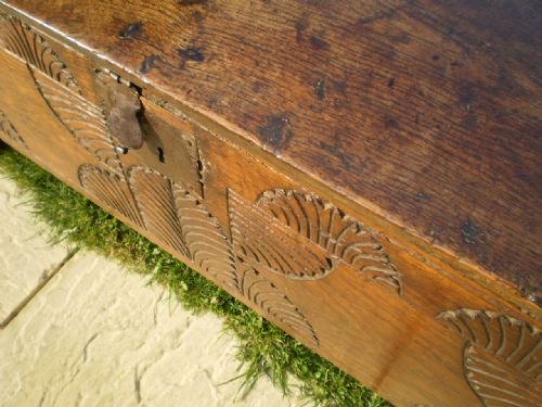 fig 1.
Coffer James I chest six plank Oak early 17th century c1620 boarded