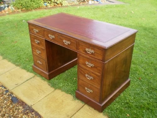 Desk Victorian Mahogany Twin Pedestal Kneehole C1890